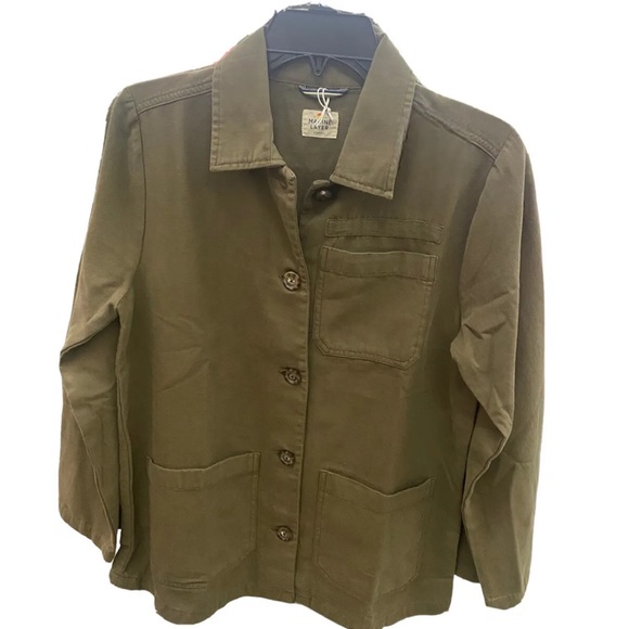 Marine Layer Women’s Small XS Chore Coat Shirt Olive Green 100% Cotton XS New - Picture 2 of 9